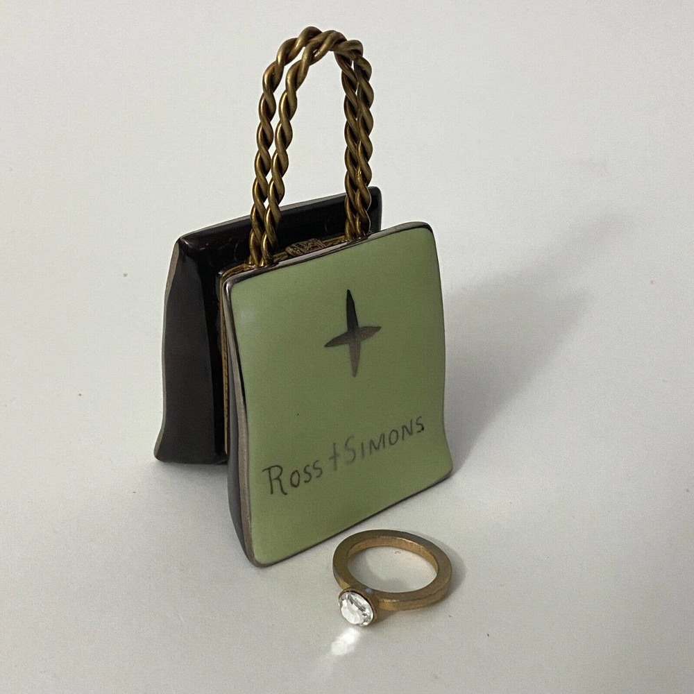 Vintage Ross & Simons Jewelry Store Bag Engagement Ring Limoges Trinket Box
